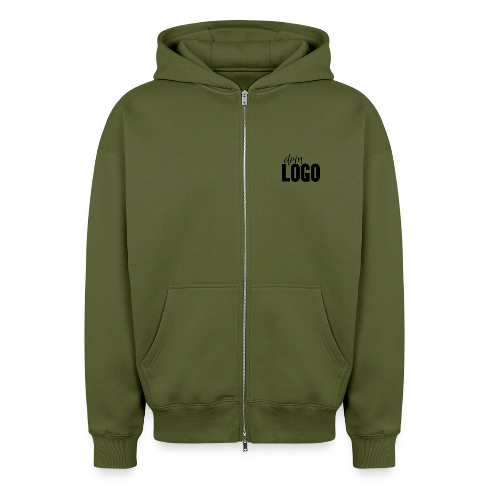 Oversized Heavyweight Unisex Zip Hoodie - Khaki