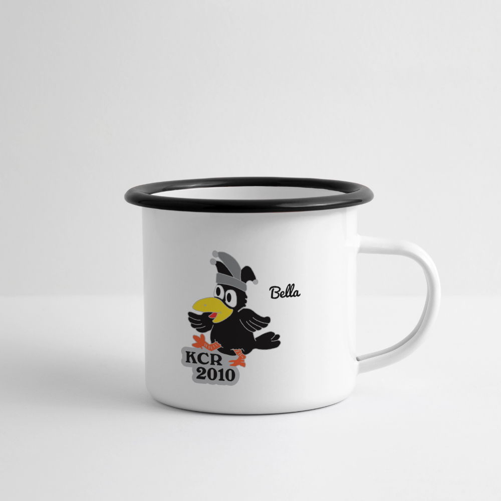 Emaille-Tasse - Weiß/Schwarz