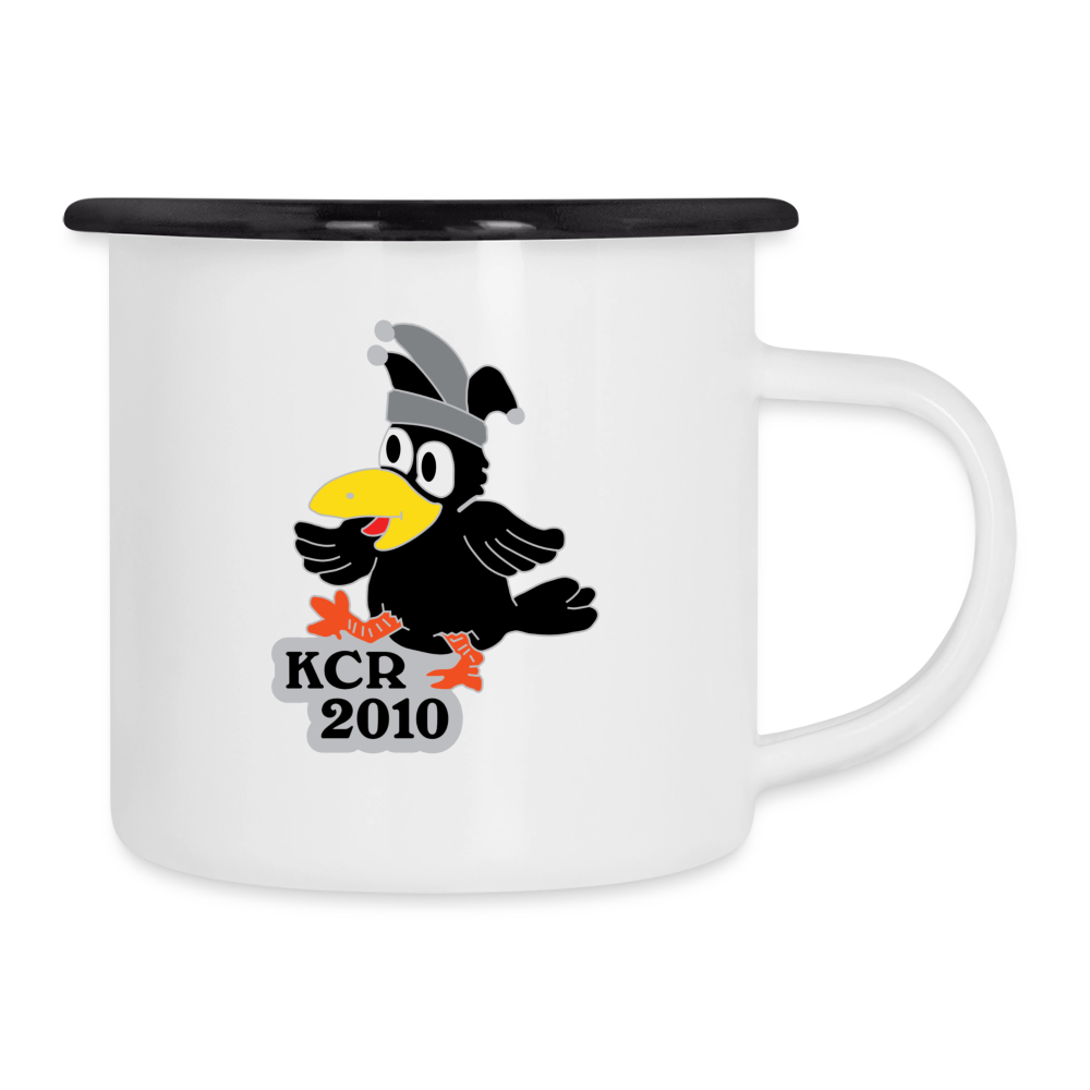 Emaille-Tasse - Weiß/Schwarz