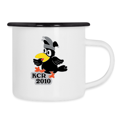 Emaille-Tasse - Weiß/Schwarz