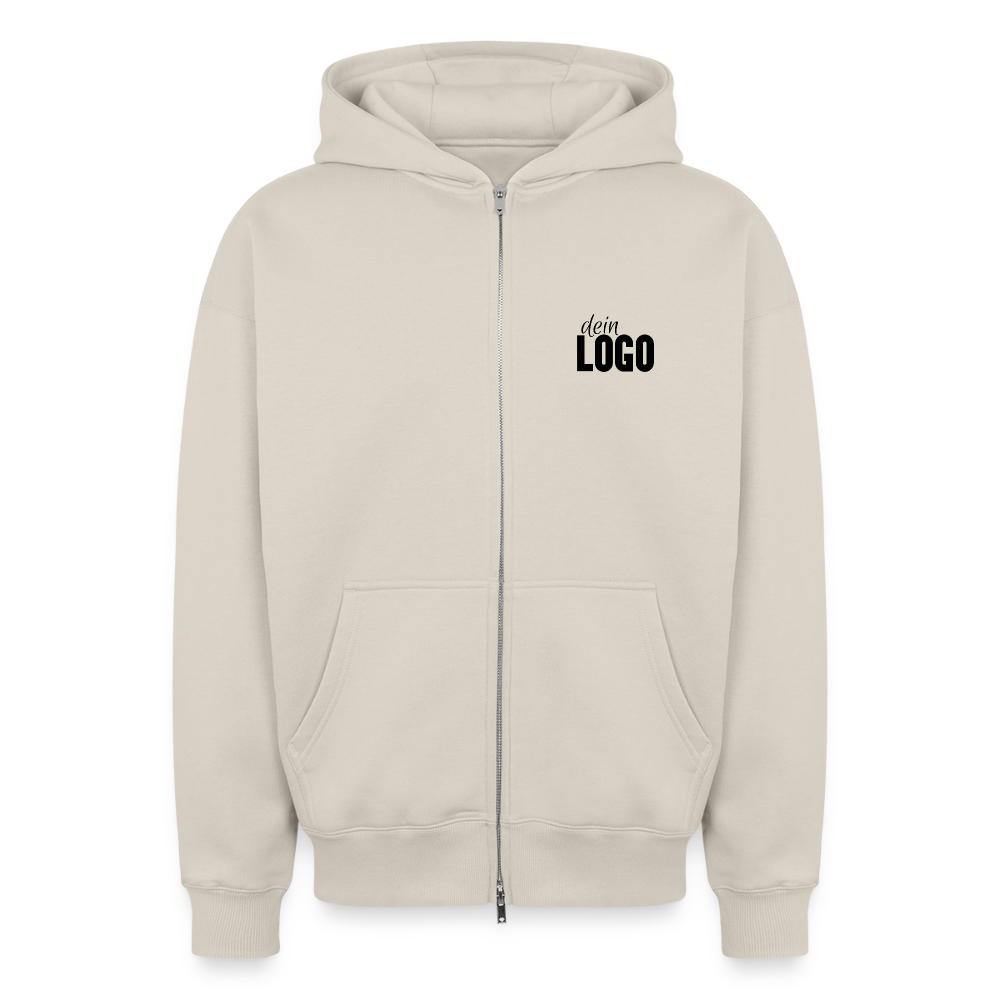 Oversized Heavyweight Unisex Zip Hoodie - Beige