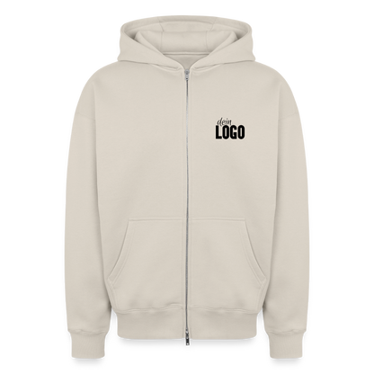 Oversized Heavyweight Unisex Zip Hoodie - Beige