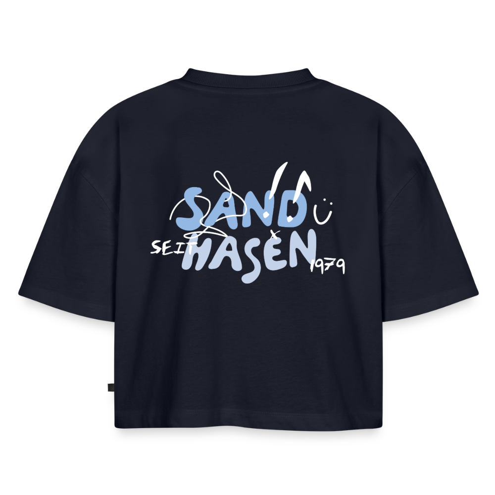 Frauen Premium Oversized Bio Cropped T-Shirt - Navy