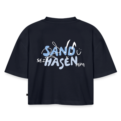 Frauen Premium Oversized Bio Cropped T-Shirt - Navy
