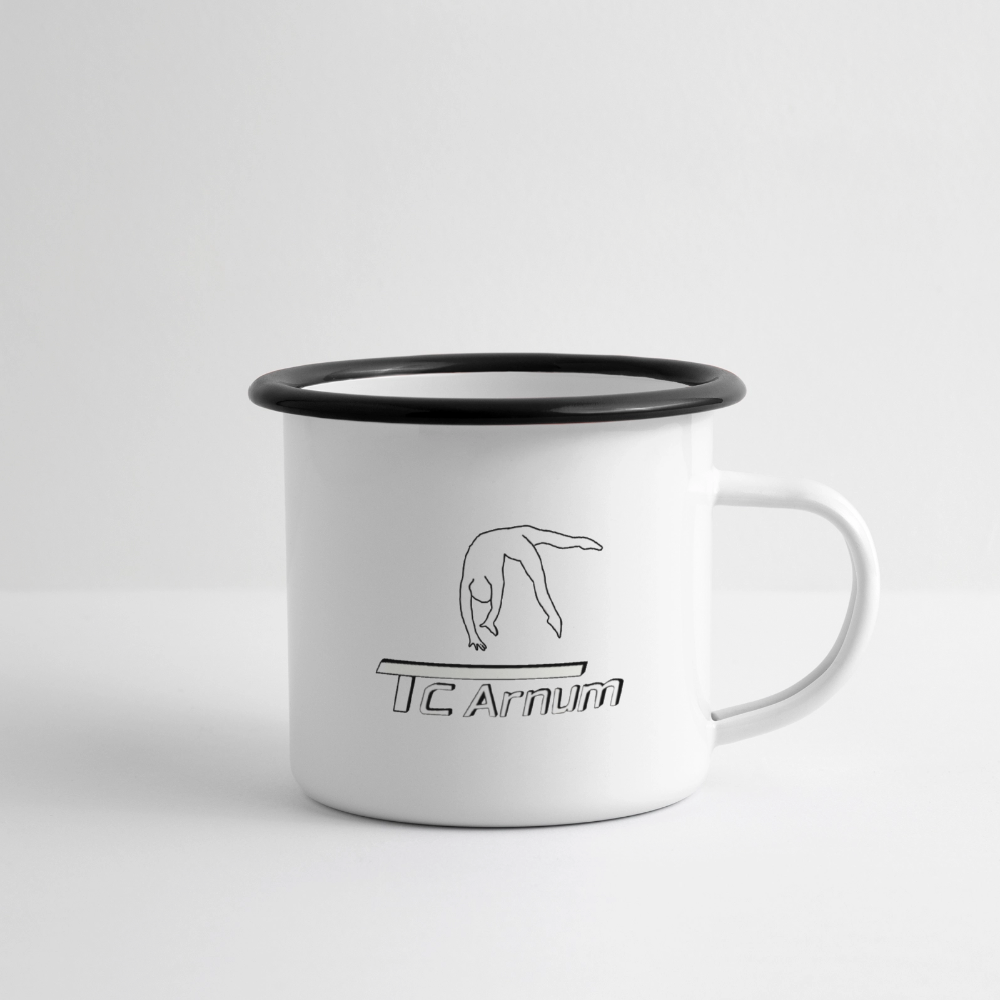Emaille-Tasse - Weiß/Schwarz