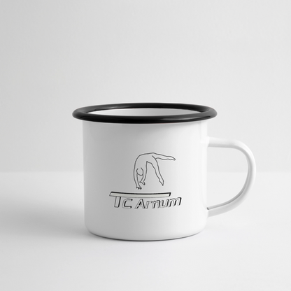 Emaille-Tasse - Weiß/Schwarz