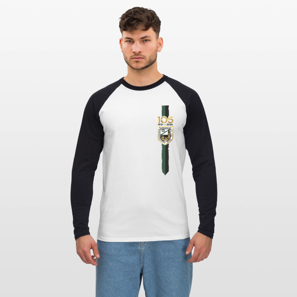 Männer Baseballshirt langarm - Weiß/Schwarz