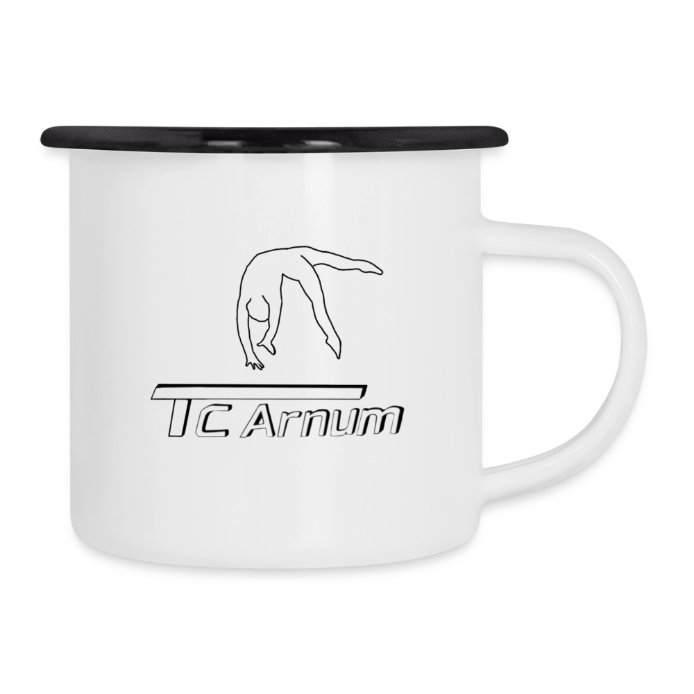 Emaille-Tasse - Weiß/Schwarz
