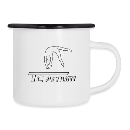 Emaille-Tasse - Weiß/Schwarz