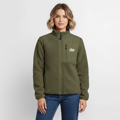 Relaxed Fit Unisex Sherpajacke - Khaki
