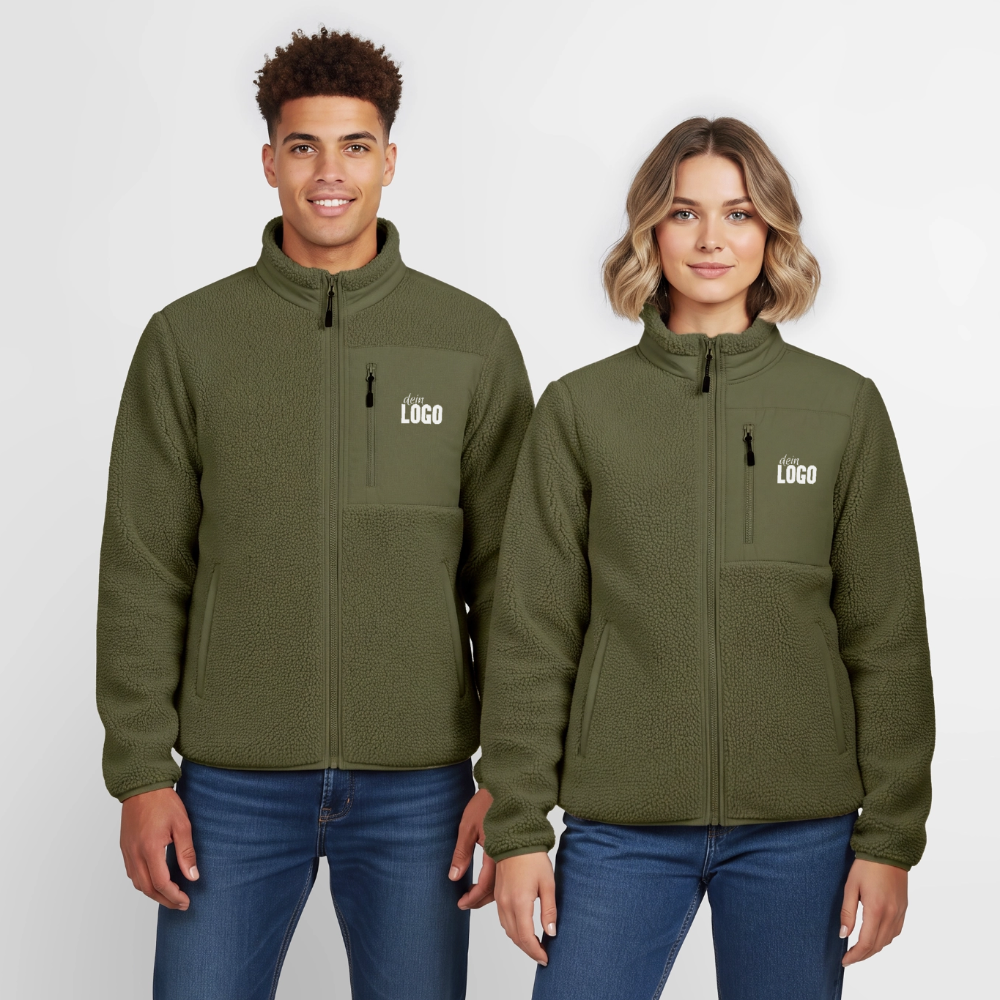 Relaxed Fit Unisex Sherpajacke - Khaki