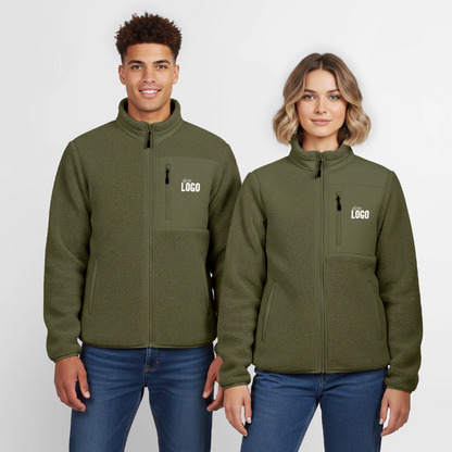 Relaxed Fit Unisex Sherpajacke - Khaki
