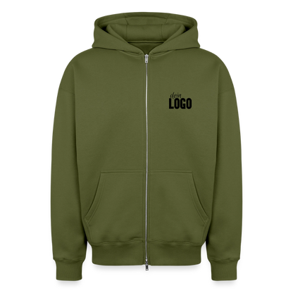 Oversized Heavyweight Unisex Zip Hoodie - Khaki