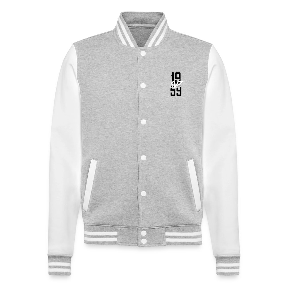 College-Sweatjacke - Grau meliert/Weiß