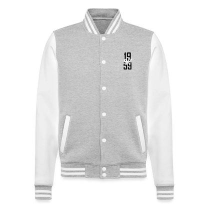 College-Sweatjacke - Grau meliert/Weiß