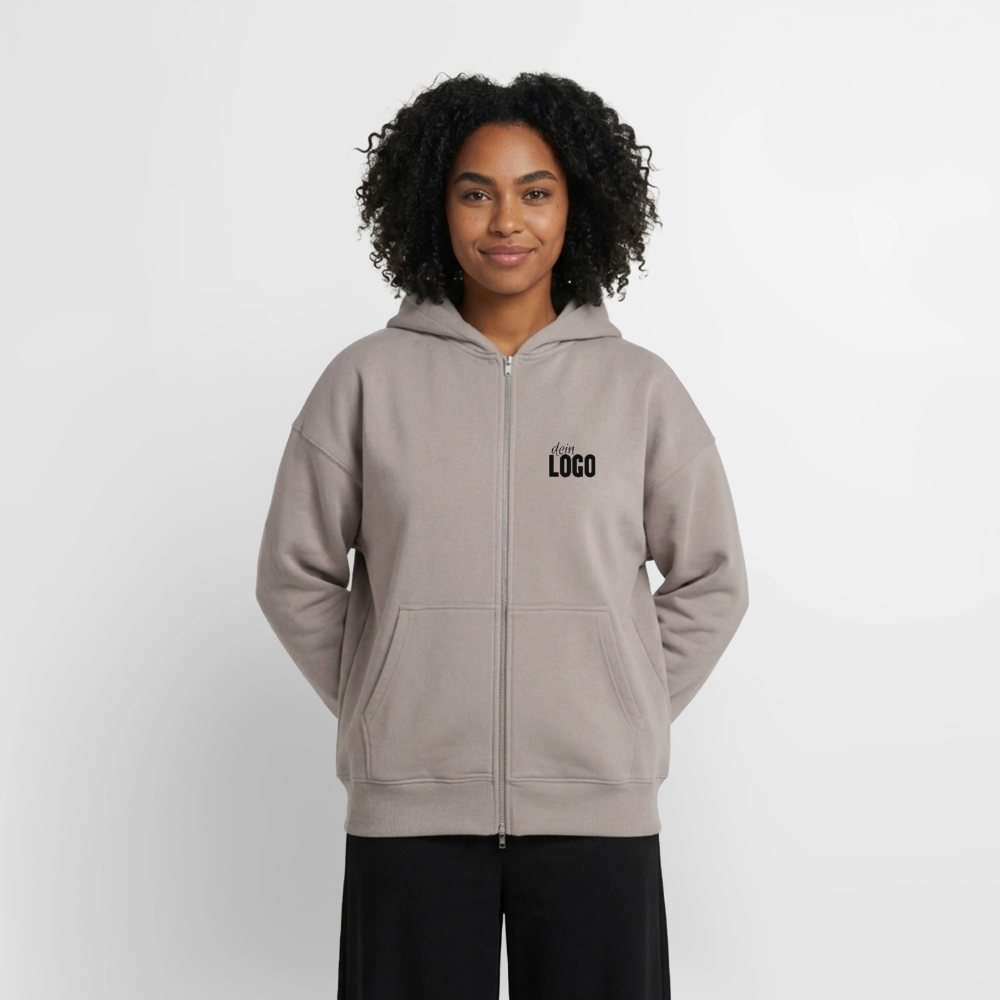 Oversized Heavyweight Unisex Zip Hoodie - Taupe
