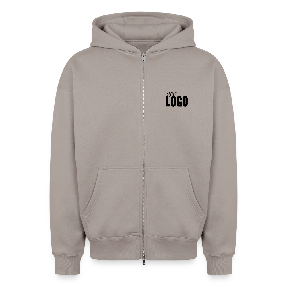 Oversized Heavyweight Unisex Zip Hoodie - Taupe