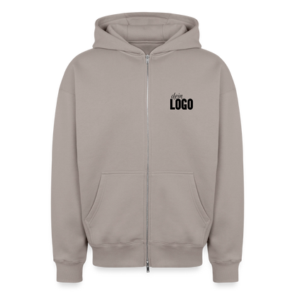 Oversized Heavyweight Unisex Zip Hoodie - Taupe