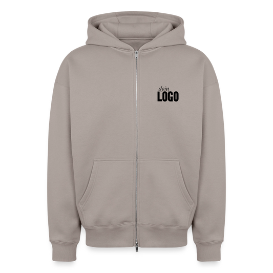 Oversized Heavyweight Unisex Zip Hoodie - Taupe