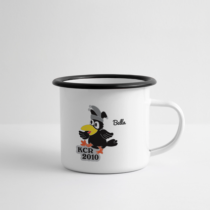 Emaille-Tasse - Weiß/Schwarz