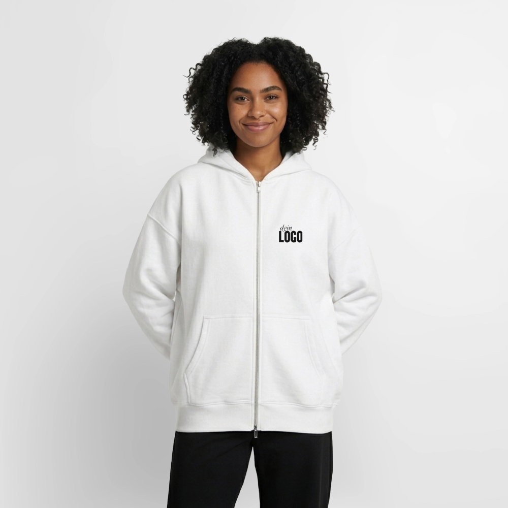 Oversized Heavyweight Unisex Zip Hoodie - Weiß