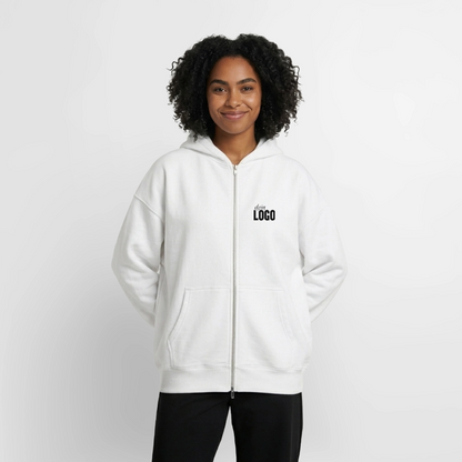 Oversized Heavyweight Unisex Zip Hoodie - Weiß
