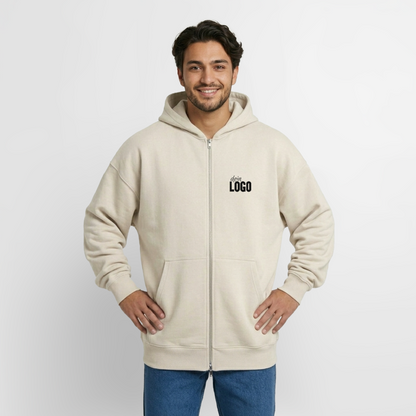 Oversized Heavyweight Unisex Zip Hoodie - Beige