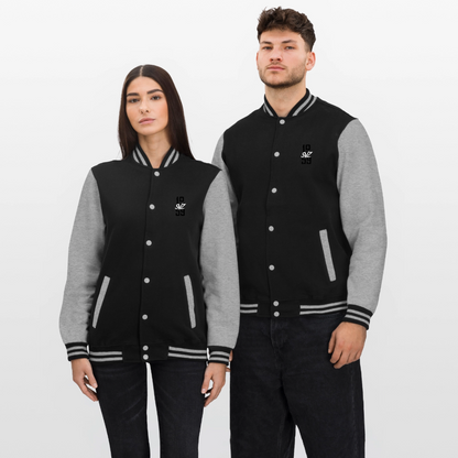 College-Sweatjacke - Schwarz/Grau meliert