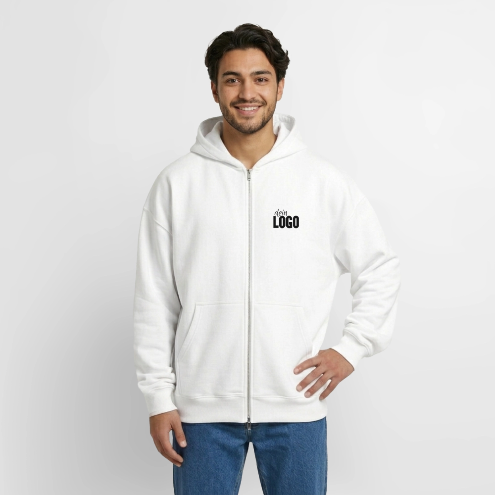 Oversized Heavyweight Unisex Zip Hoodie - Weiß
