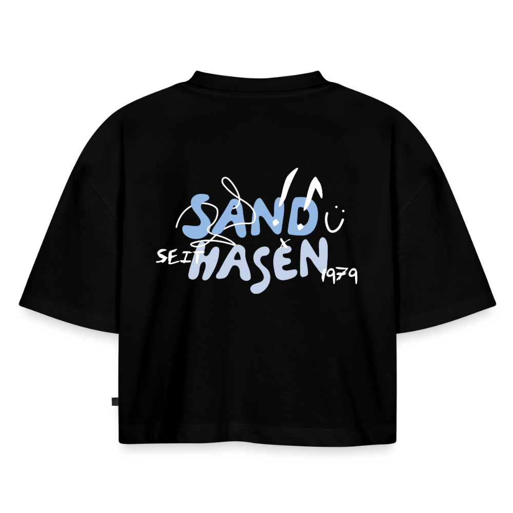 Frauen Premium Oversized Bio Cropped T-Shirt - Schwarz