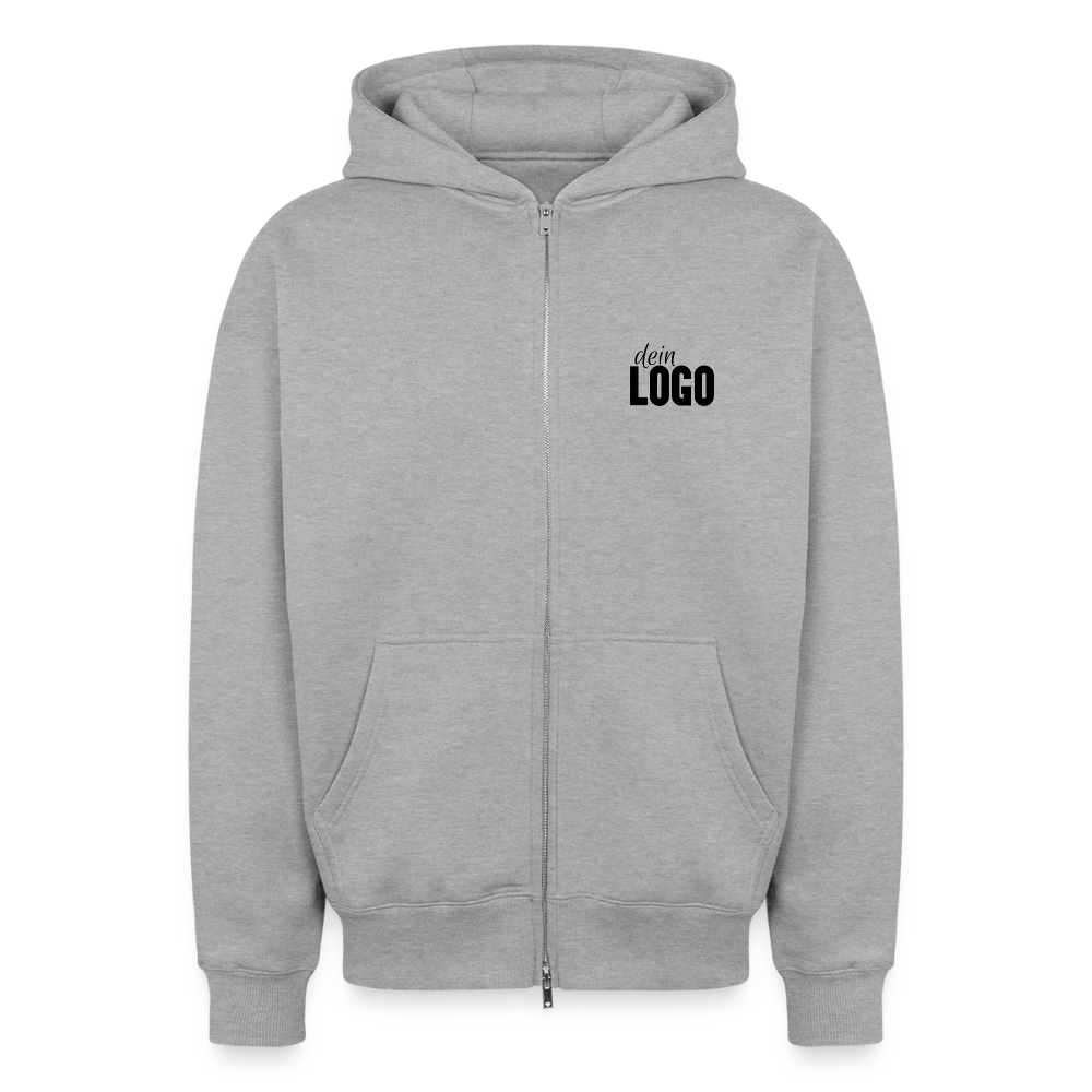 Oversized Heavyweight Unisex Zip Hoodie - Grau meliert