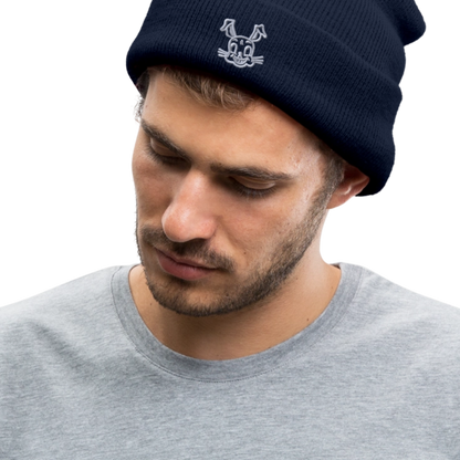 Bestickte Wintermütze - Navy