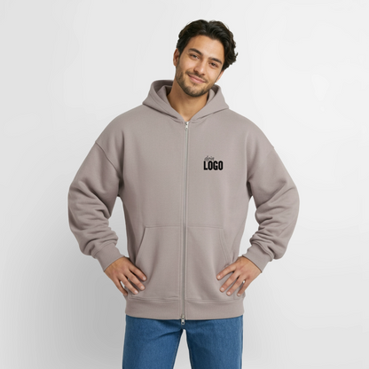 Oversized Heavyweight Unisex Zip Hoodie - Taupe