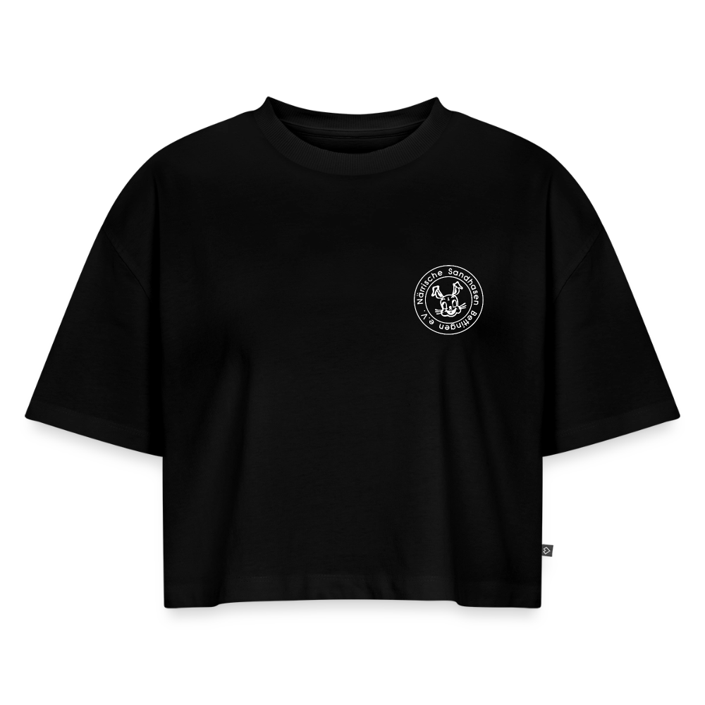 Frauen Premium Oversized Bio Cropped T-Shirt - Schwarz