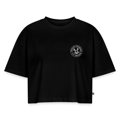 Frauen Premium Oversized Bio Cropped T-Shirt - Schwarz