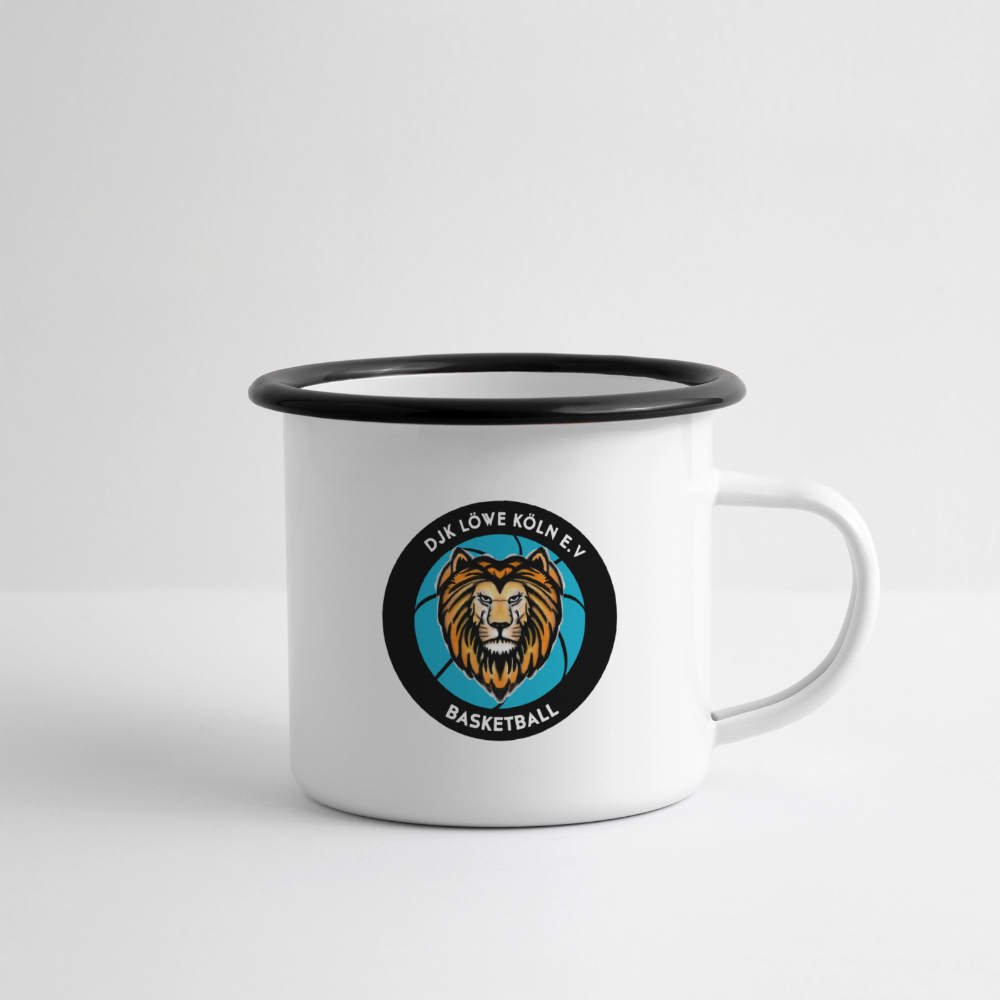 Emaille-Tasse - Weiß/Schwarz