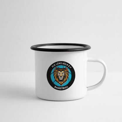 Emaille-Tasse - Weiß/Schwarz