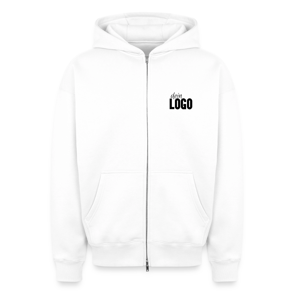 Oversized Heavyweight Unisex Zip Hoodie - Weiß