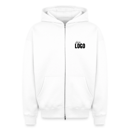 Oversized Heavyweight Unisex Zip Hoodie - Weiß