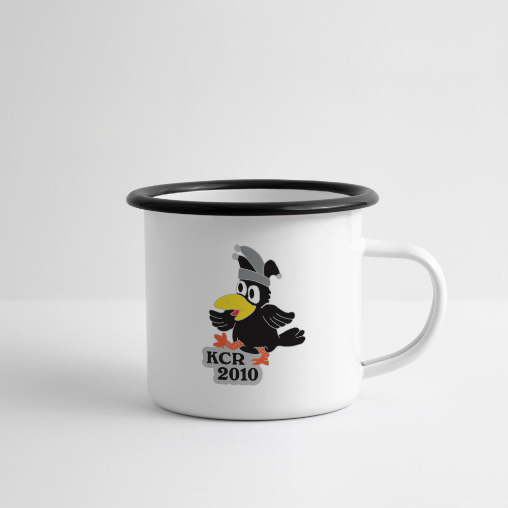 Emaille-Tasse - Weiß/Schwarz