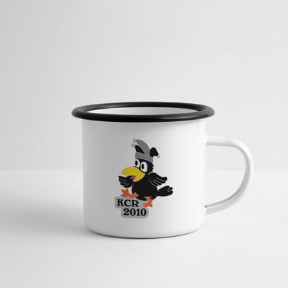 Emaille-Tasse - Weiß/Schwarz