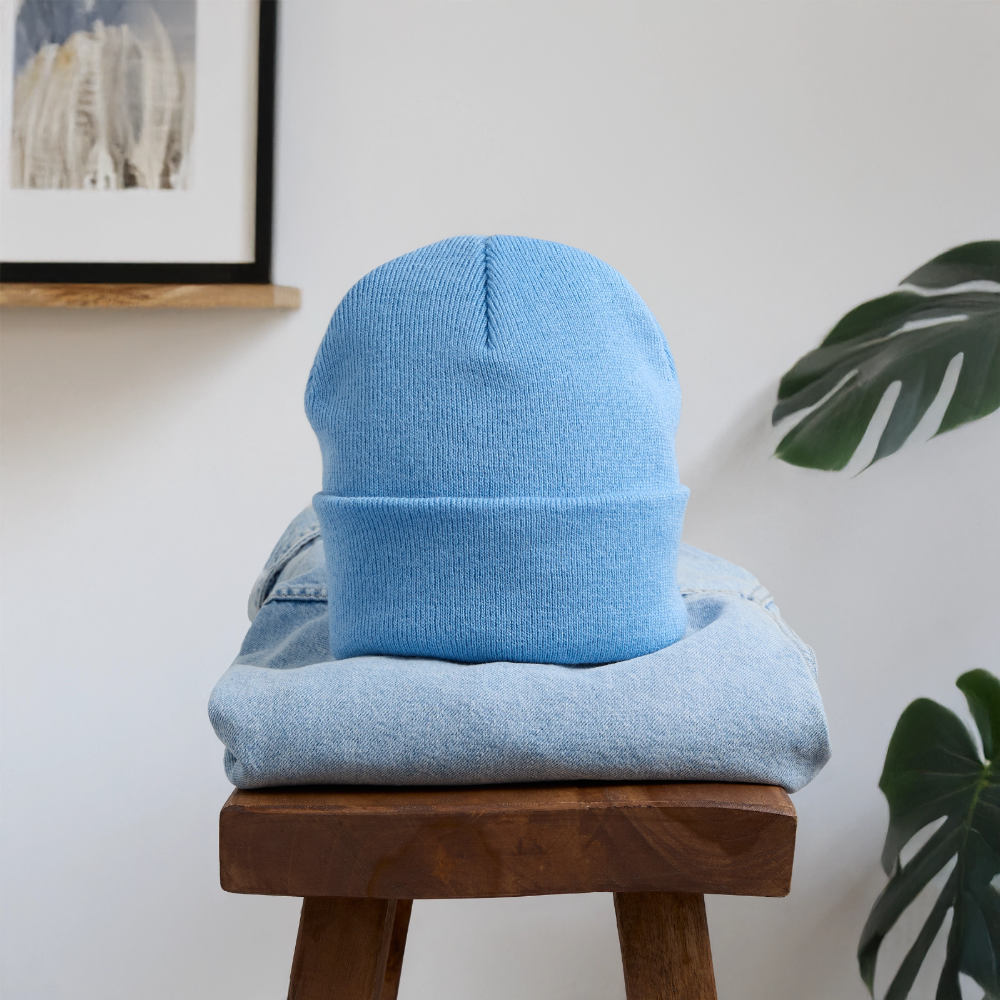 Bestickte Wintermütze - Himmelblau