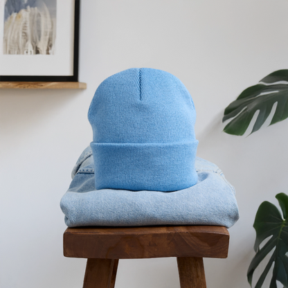 Bestickte Wintermütze - Himmelblau