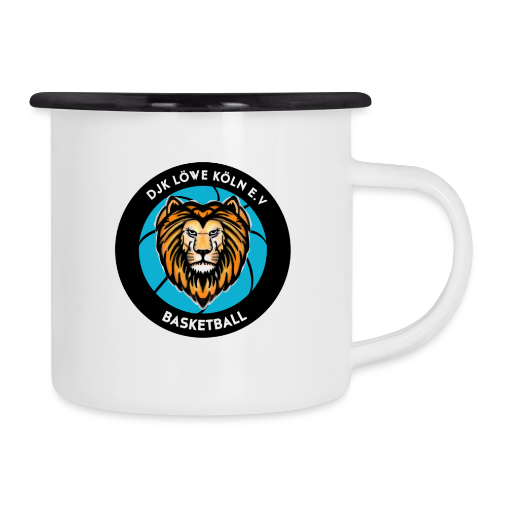 Emaille-Tasse - Weiß/Schwarz