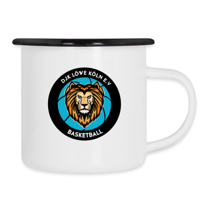 Emaille-Tasse - Weiß/Schwarz