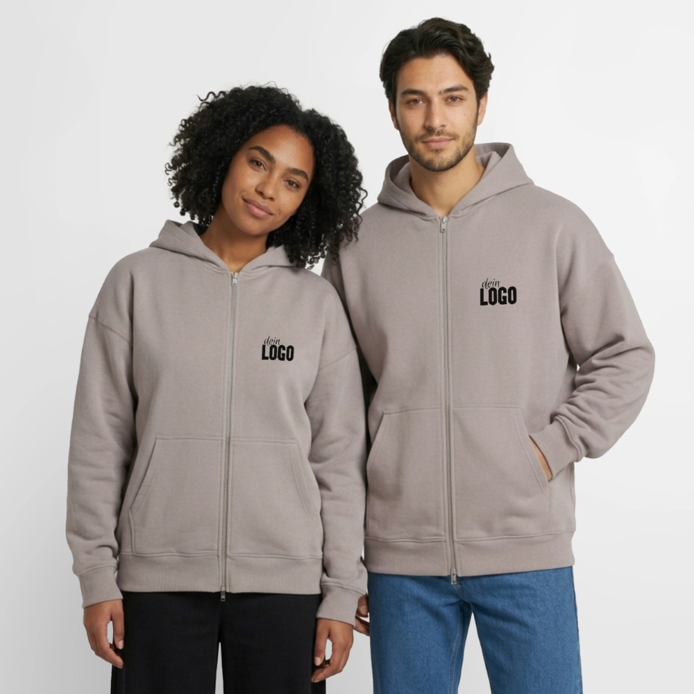 Oversized Heavyweight Unisex Zip Hoodie - Taupe