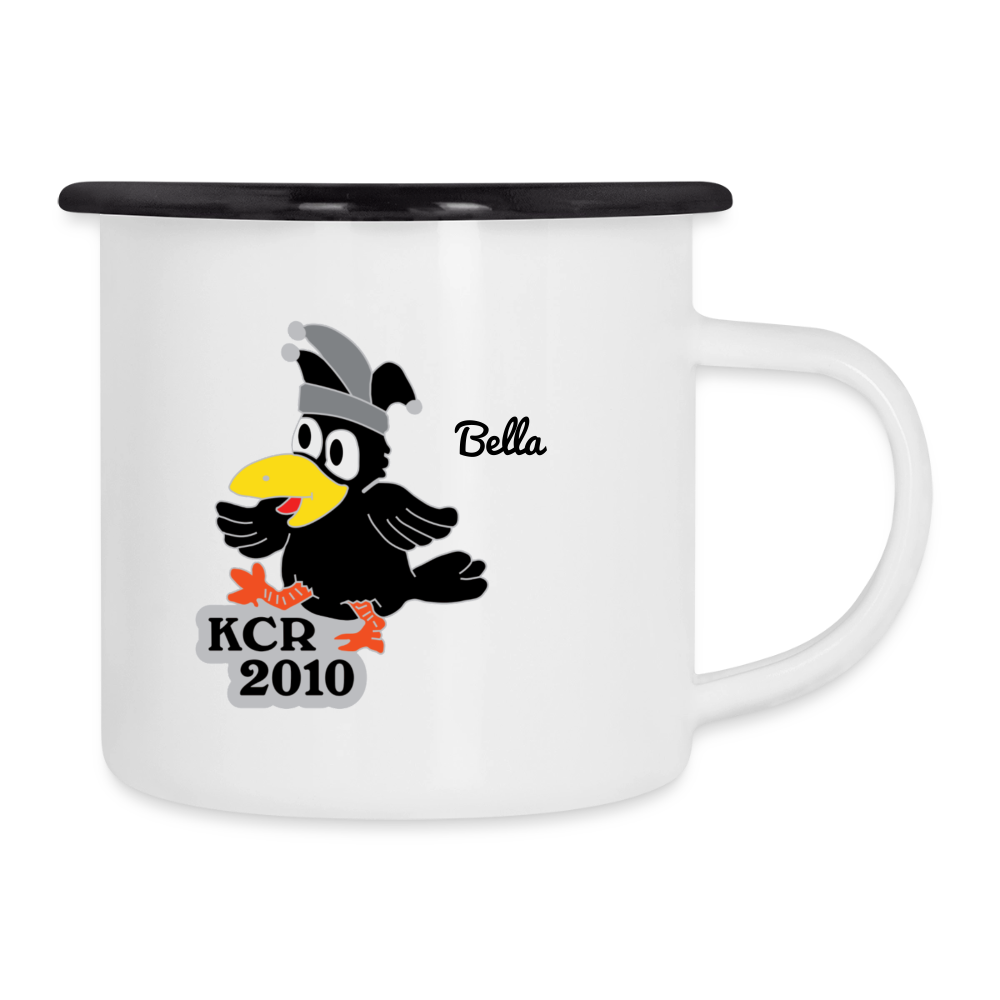 Emaille-Tasse - Weiß/Schwarz
