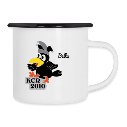 Emaille-Tasse - Weiß/Schwarz