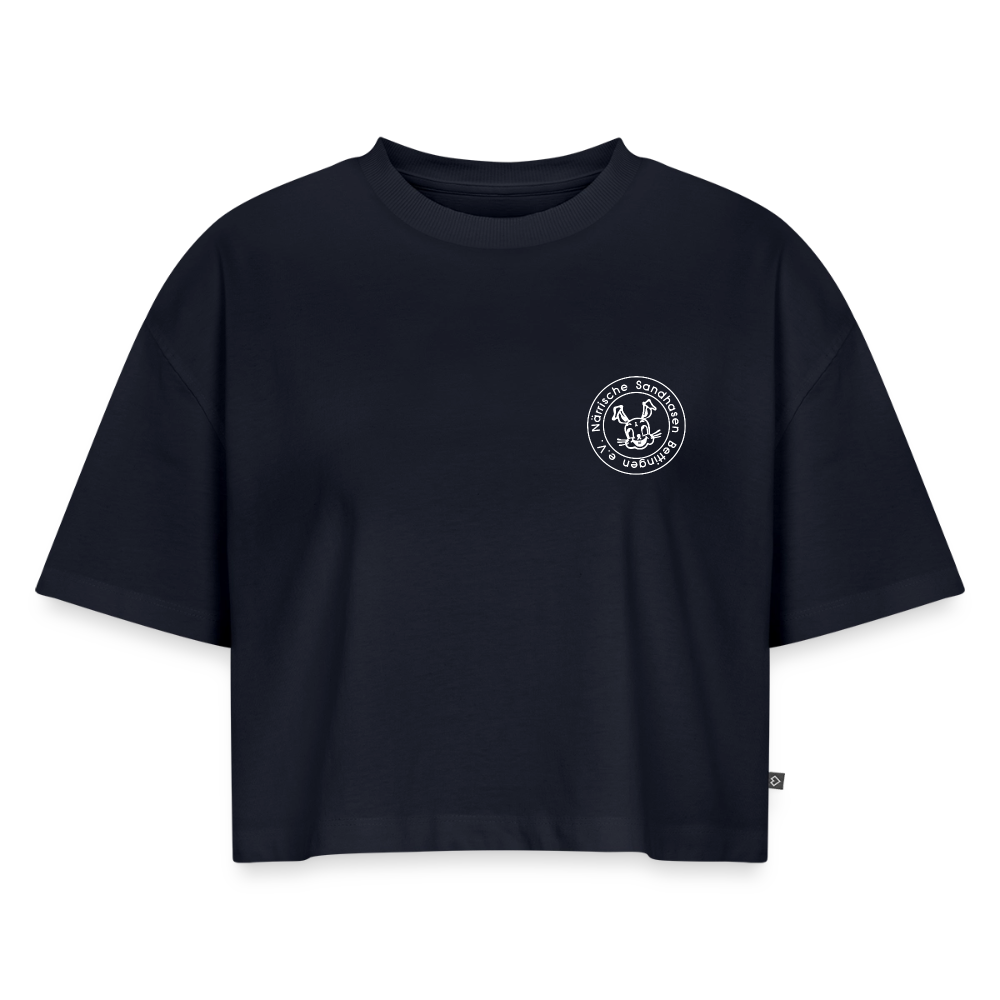 Frauen Premium Oversized Bio Cropped T-Shirt - Navy