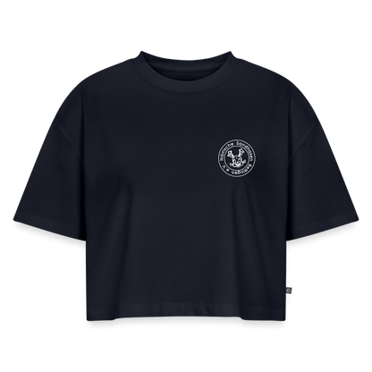 Frauen Premium Oversized Bio Cropped T-Shirt - Navy